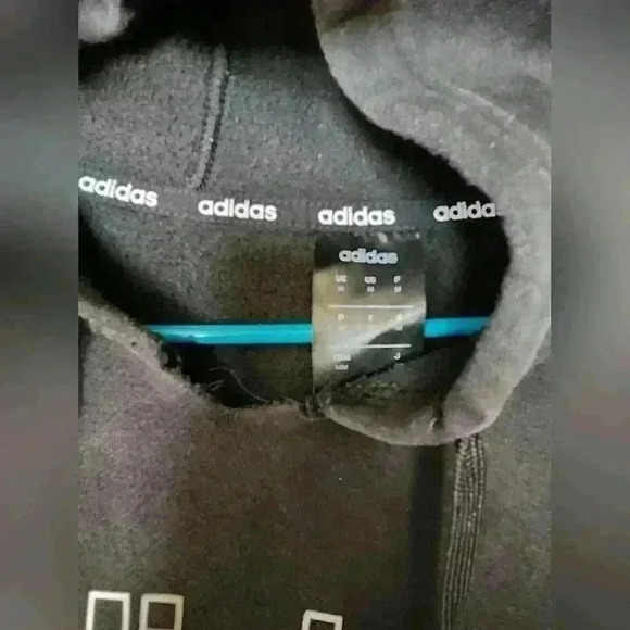 Adidas black hoodie white stripes Men's M - Picture 2 of 3